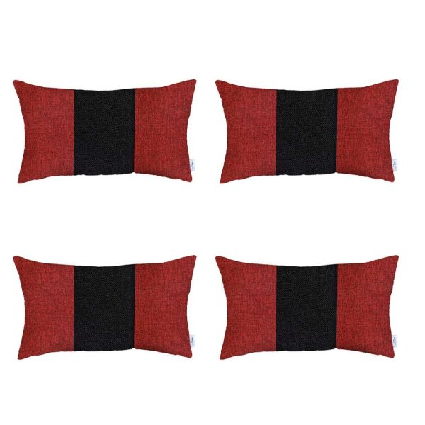 Set of 4 Red and Black Lumbar Pillow Covers - Image 2