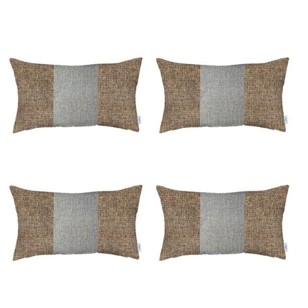 Set of 4 Brown and White Lumbar Pillow Covers - Image 2