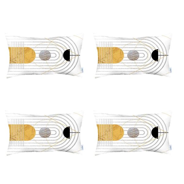 Set of 4 White Patterned Lumbar Pillow Covers - Image 2