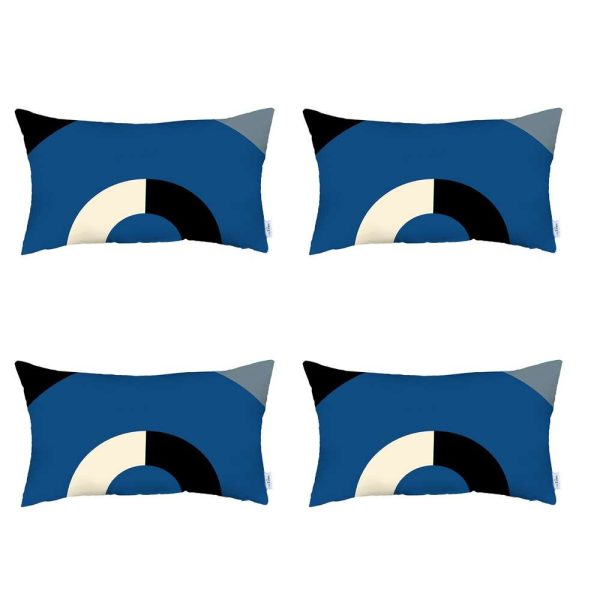 Set of 4 Blue Modern Lumbar Pillow Covers - Image 2