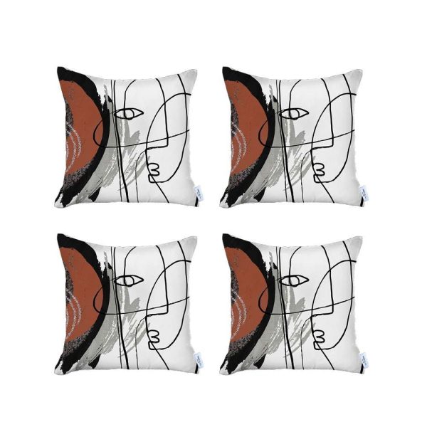 Set of 4 Red Boho Chic Printed Pillow Covers - Image 2