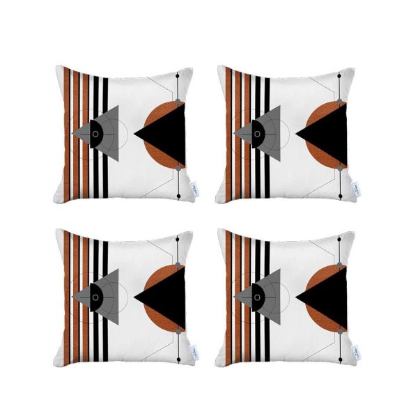 Set of 4 Orange and Ivory Boho Chic Pillow Covers - Image 2