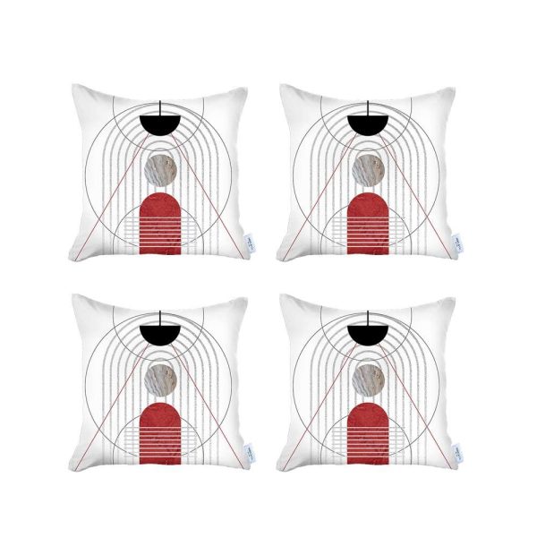 Set of 4 White Eclectic Printed Pillow Covers - Image 2