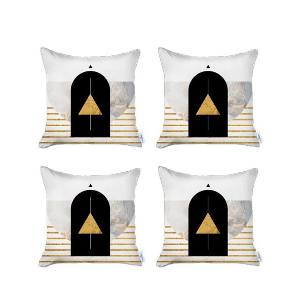 Set of 4 Yellow Geometric Printed Pillow Covers - Image 2