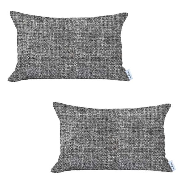 Set of 2 Ivory Solid Lumbar Pillow Covers - Image 2