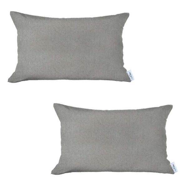 Set of 2 White Solid Lumbar Pillow Covers - Image 2