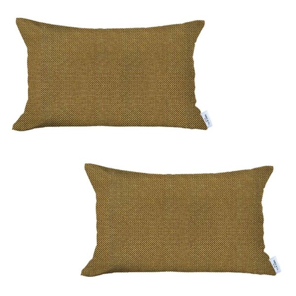 Set of 2 Yellow Solid Lumbar Pillow Covers - Image 2