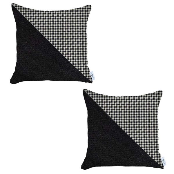 Set of 2 Black Houndstooth Pillow Covers - Image 2
