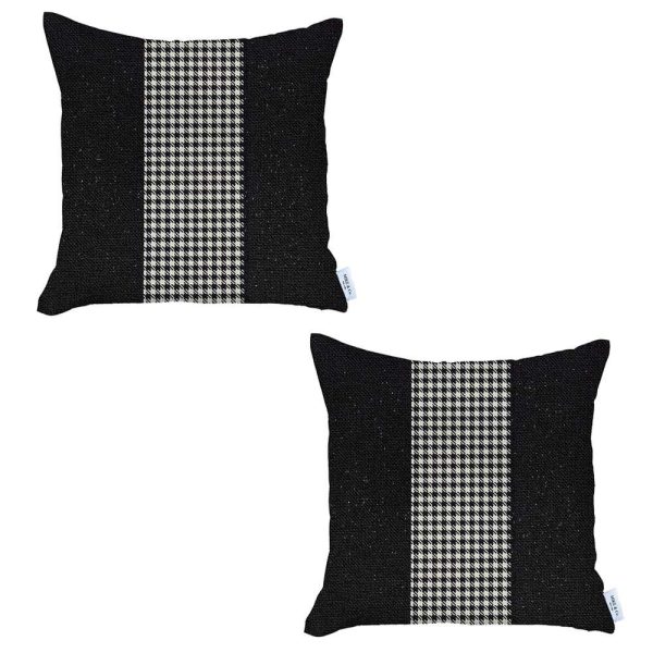 Set of 2 Black and White Houndstooth Pillow Covers - Image 2