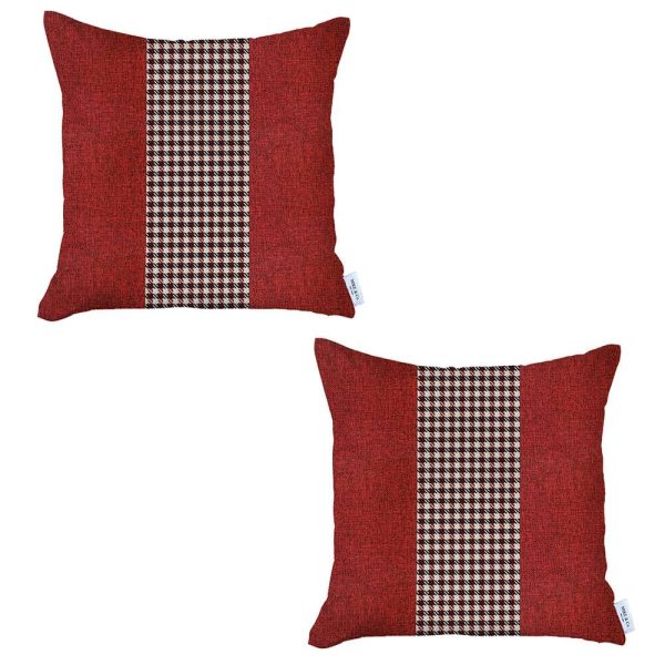 Set of 2 Red and Black Houndstooth Pillow Covers - Image 2