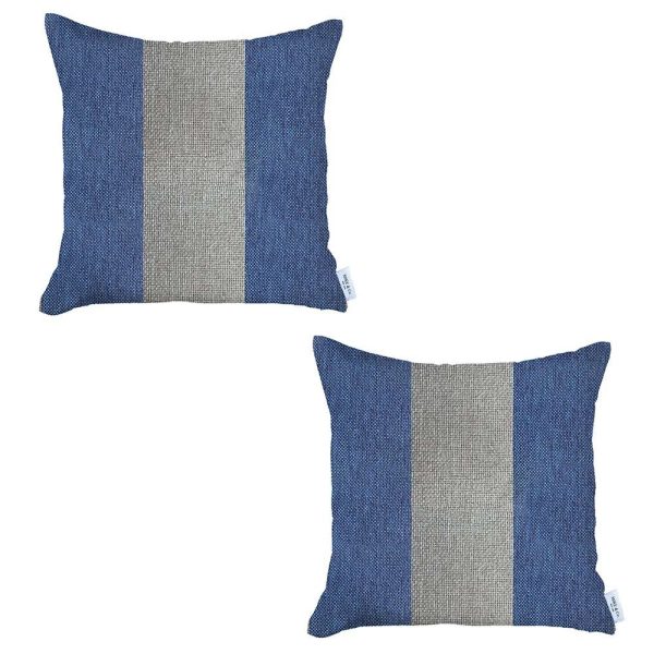 Set of 2 Blue and White Center Pillow Covers - Image 2