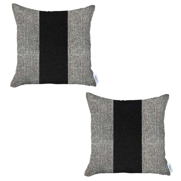 Set of 2 Gray and Black Center Pillow Covers - Image 2