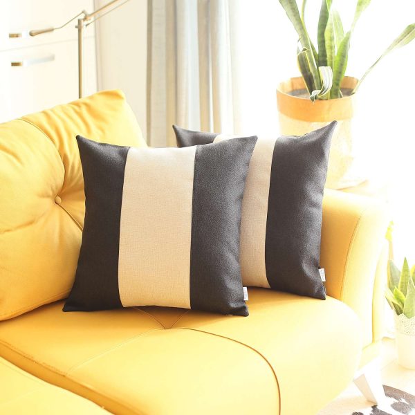 Set of 2 Black and White Center Pillow Covers - Image 2