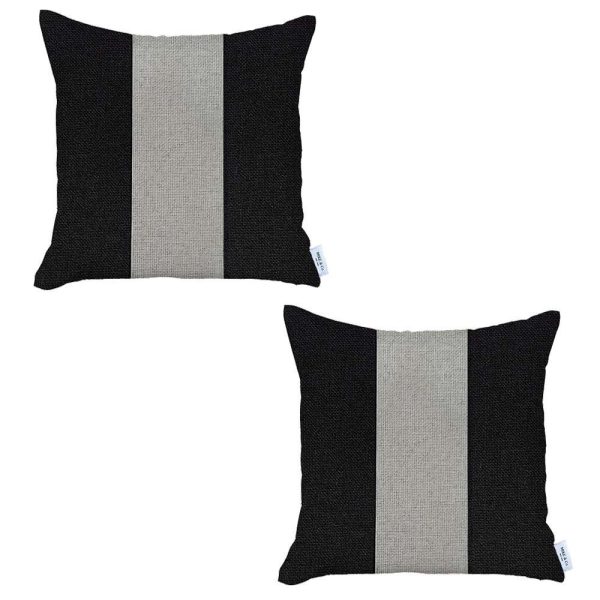 Set of 2 Black and White Center Pillow Covers - Image 3