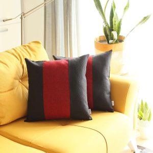 Set of 2 Black and Red Center Pillow Covers