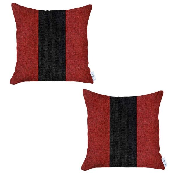 Set of 2 Red and Black Center Pillow Covers - Image 2