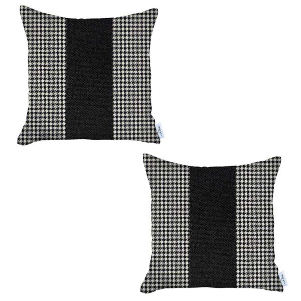 Set of 2 Black Houndstooth Pillow Covers - Image 2
