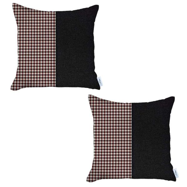 Set of 2 Black Faux Leather Pillow Covers - Image 2