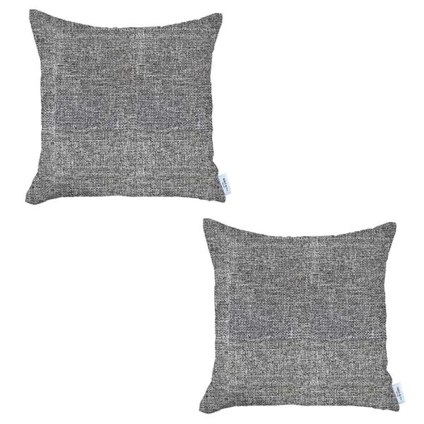 Set of 2 Light Gray Textured Pillow Covers - Image 2