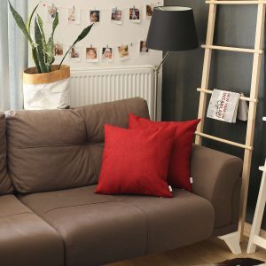 Set of 2 Red Textured Pillow Covers