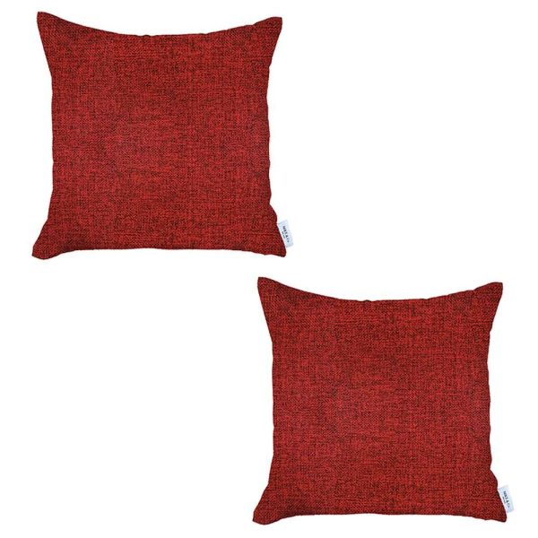 Set of 2 Red Textured Pillow Covers - Image 2