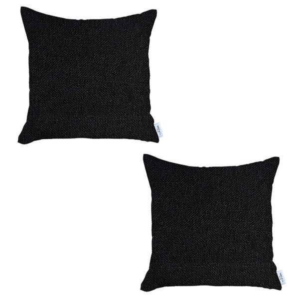 Set of 2 Black Textured Pillow Covers - Image 2