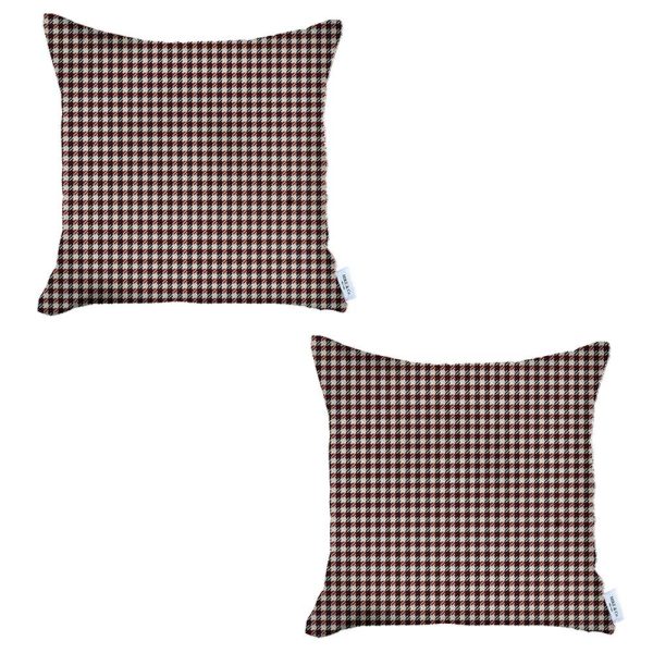 Set of 2 Red Houndstooth Pillow Covers - Image 2