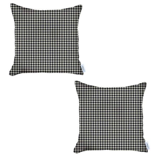 Set of 2 Black Houndstooth Pillow Covers - Image 2