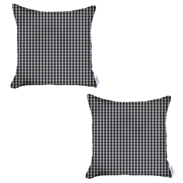 Set of 2 Blue Houndstooth Pillow Covers - Image 2