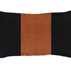 Set of 2 Black Faux Leather Lumbar Pillow Covers