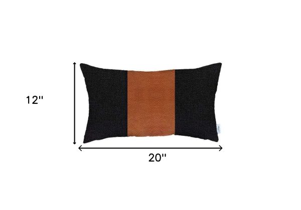 Set of 2 Black Faux Leather Lumbar Pillow Covers - Image 4