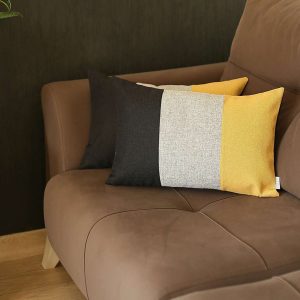 Set of 2 Yellow Segmented Lumbar Pillow Covers