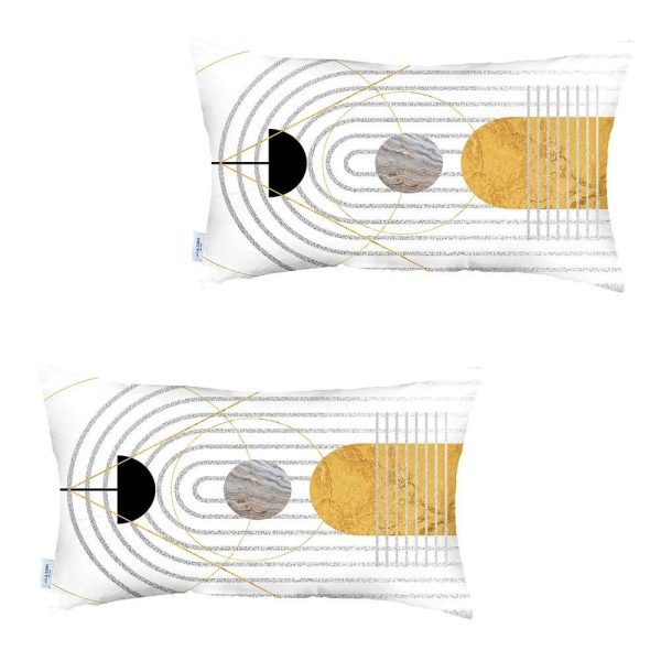Set of 2 White Patterned Lumbar Pillow Covers - Image 3