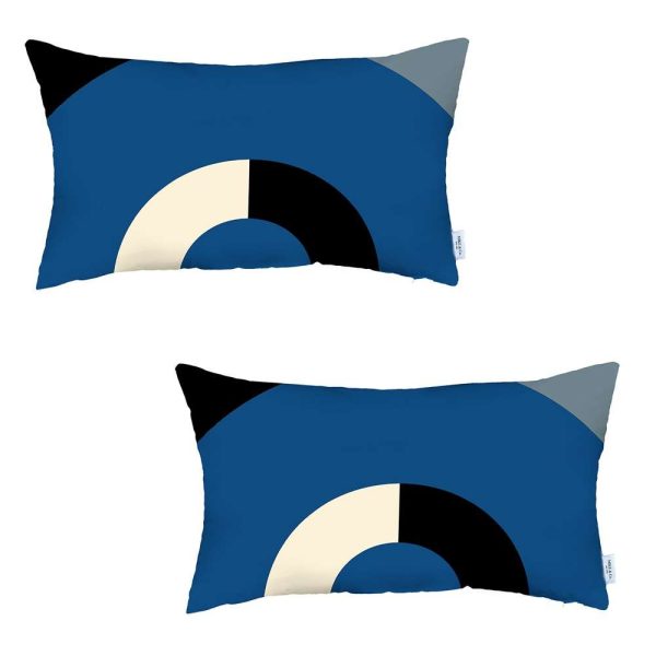 Set of 2 Blue Modern Lumbar Pillow Covers - Image 2
