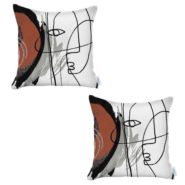Set of 2 Red Boho Chic Printed Pillow Covers - Image 2