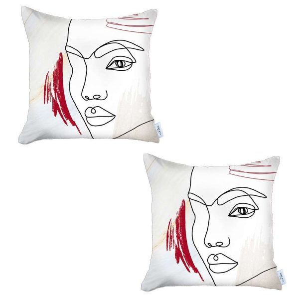 Set of 2 Ivory Printed Boho Chic Pillow Covers - Image 2