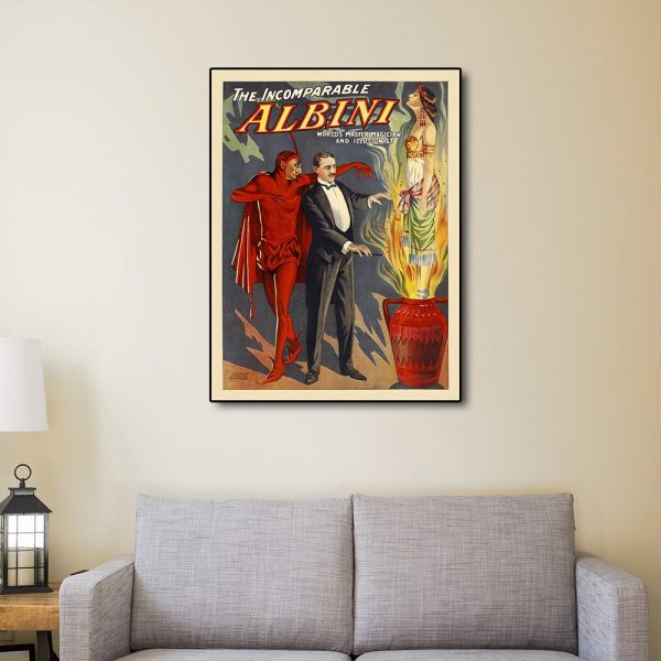 18" x 24" The Incomparable Albini Vintage Magic Poster Wall Art - Image 3