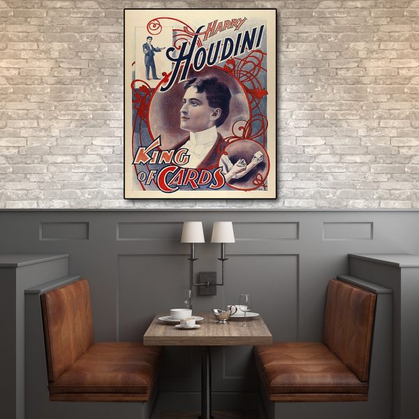 24" x 20" Houdini King of Cards Vintage Magic Poster Wall Art - Image 2
