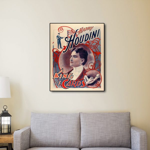 24" x 20" Houdini King of Cards Vintage Magic Poster Wall Art - Image 3