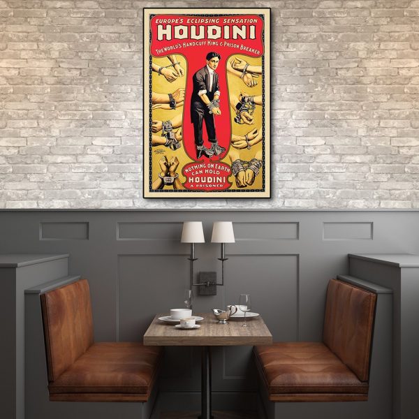 20" x 30" Houdini Handcuff King Vintage Magic Poster Wall Art - Image 2
