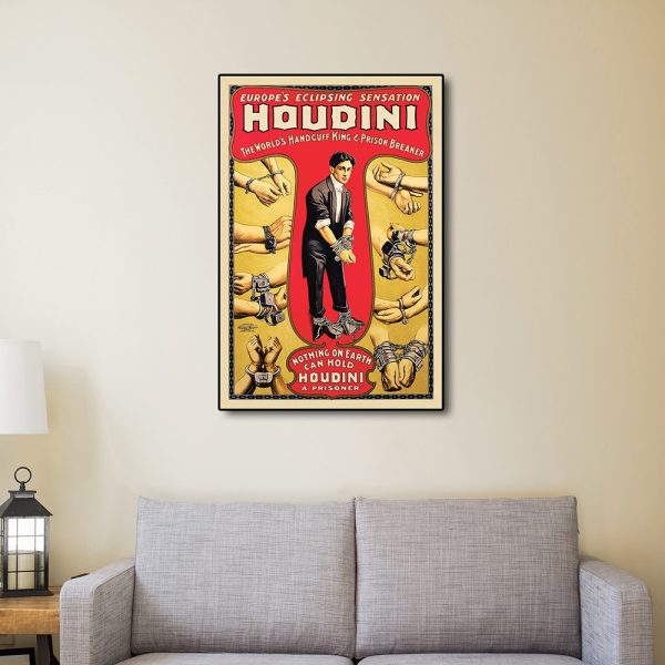 9" x 12" Houdini Handcuff King Vintage Magic Poster Wall Art - Image 3
