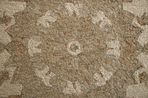 3?Round Tan Retro Modern Medallion Area Rug - Image 2