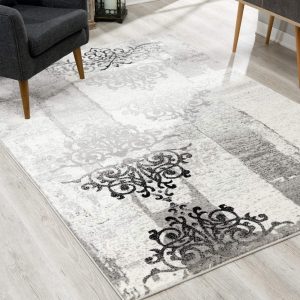 2?x 15?Gray Faded Filigree Pattern Runner Rug