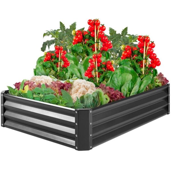 Dark Gray 4 ft x 3 ft Steel Rust Resistant Open Bottom Raised Garden Planter Bed - Image 5