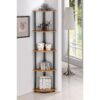 5-Tier Corner Display Shelf Bookcase in Light Cherry & Black - Image 4