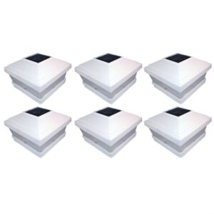 Set of 6 White Fence Post Lights with Ultra-Bright LED Bulbs