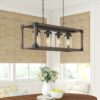 4 Light Adjustable Dimmable Rectangle Chandelier with Wrought Iron Accents - Image 2