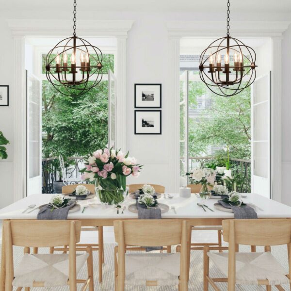 5 Light Modern Black Iron Sphere Modern Chandelier - Image 2