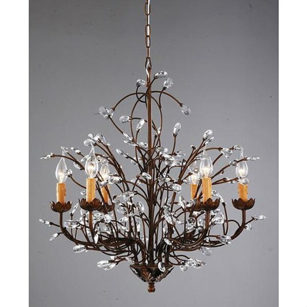 Antique Bronze 6-light Crystal and Iron Chandelier - Image 2
