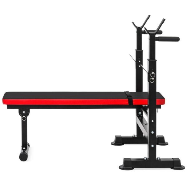 Adjustable Folding Flat Bench Press Barbell Weight Rack Home Gym - Image 3